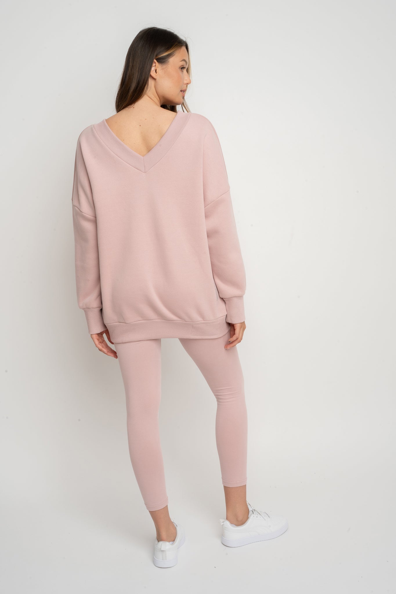 LIGHT PINK OVERSIZED V-NECK SWEATSHIRT – BISCOE