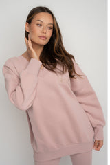 LIGHT PINK OVERSIZED V-NECK SWEATSHIRT – BISCOE