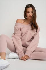 LIGHT PINK OVERSIZED V-NECK SWEATSHIRT – BISCOE