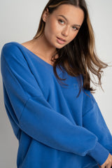 BLUE OVERSIZED V-NECK SWEATSHIRT – BISCOE
