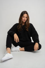 BLACK OVERSIZED V-NECK SWEATSHIRT – BISCOE