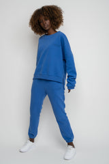 REGULAR FIT SWEATSHIRT WITH A LONGER BACK BLUE - COOK