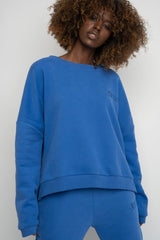 REGULAR FIT SWEATSHIRT WITH A LONGER BACK BLUE - COOK