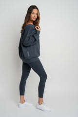 GRAPHITE OVERSIZED V-NECK SWEATSHIRT – BISCOE