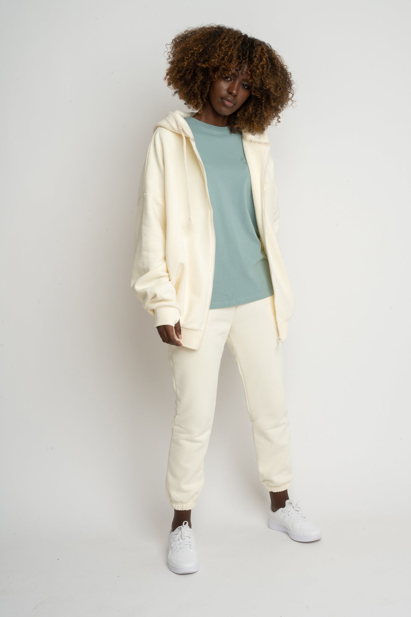 ECRU ZIP-UP HOODIE - NIKO