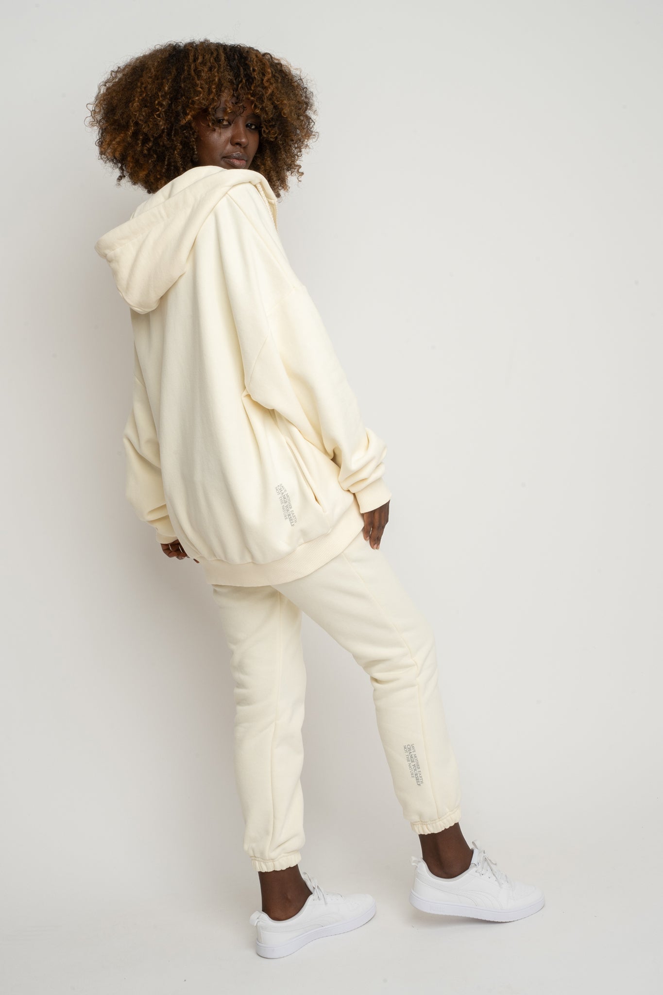 ECRU ZIP-UP HOODIE - NIKO