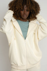 ECRU ZIP-UP HOODIE - NIKO